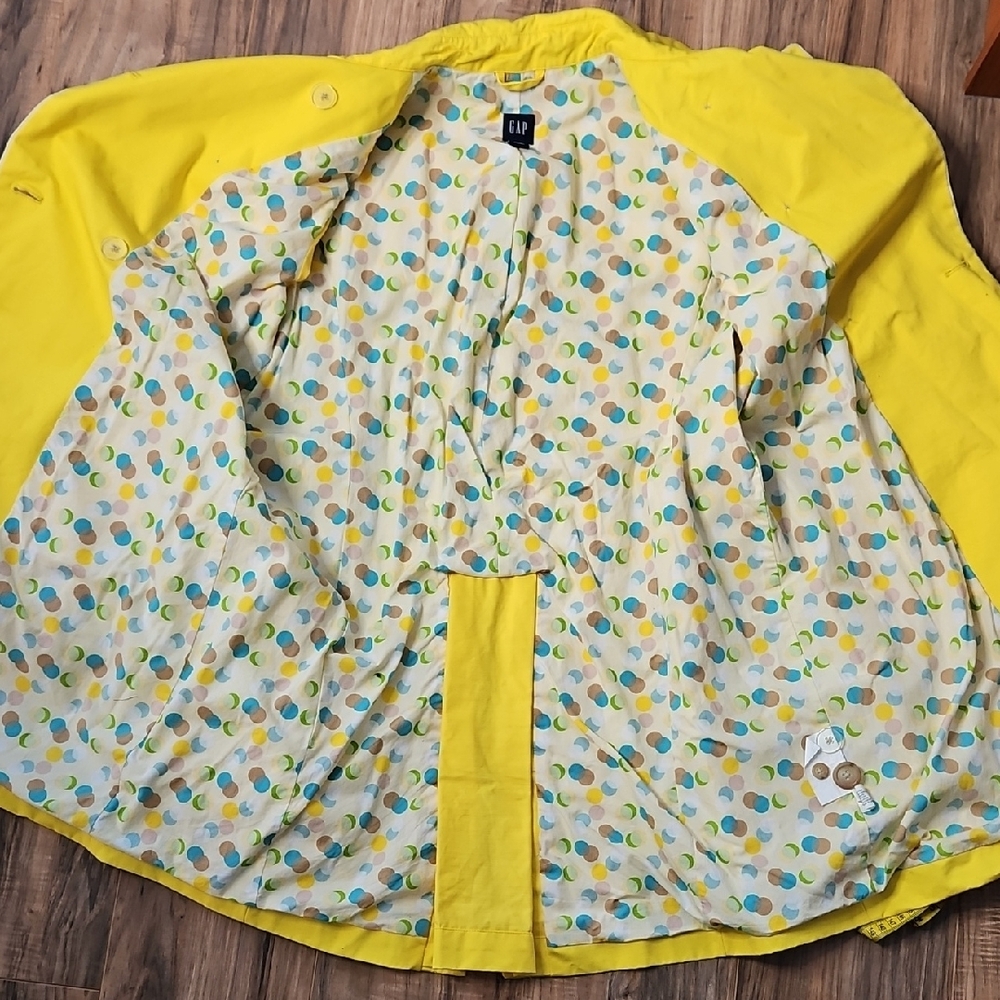 Gap Women’s Y2K Bright Yellow Double-Breasted Women's Trench Coat Xl - Picture 12 of 13